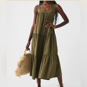 Faherty Olive Marina Seersucker Dress